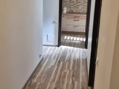 hol modern finisat cu lemn inchiriere apartament Sector 6 București